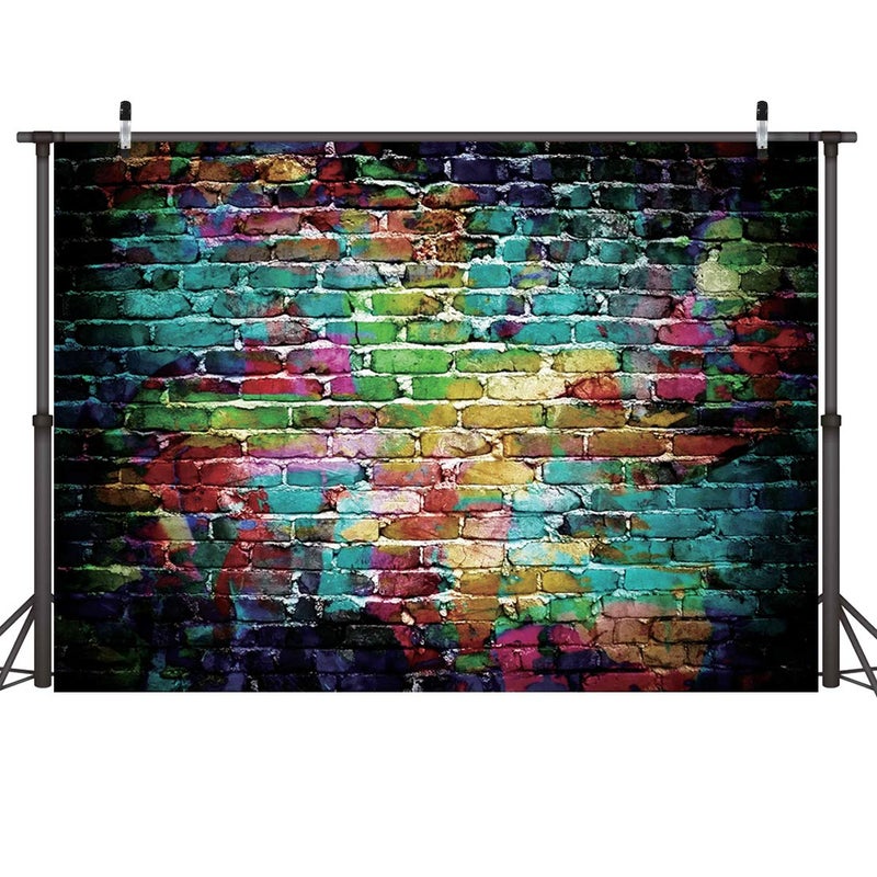 Dudaacvt Graffiti Photography Backdrop,7x5ft Colorful Brick Wall Photography Backdrop for Bridal Shower Baby Birthday Party Banner Photo Props - Image 1